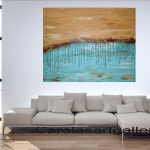 40&quot;  Original Large Abstract  Landscape Painting  Acrylic Painting Modern Art  Handmade by Carola, 40&quot;x32&quot;