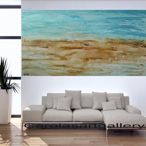 48"  Original Abstract  Landscape Painting  Acrylic Painting Modern Art  Handmade by Carola, 48"x24"