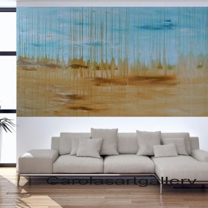 64&quot;  Original Large Abstract  Landscape Painting  Acrylic Painting Modern Art  Handmade by Carola, 64&quot;x24&quot;