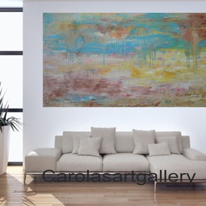 48&quot;  Original Abstract Painting Painting Palette Knife  Acrylic Painting Modern Art Handmade  by Carola, 48&quot;x24&quot;