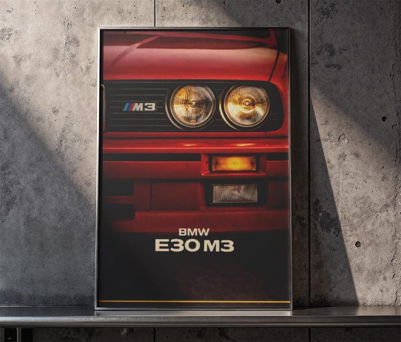 BMW E30 M3 Poster Printable, Classic Car Wall Art, Vintage Retro BMW ...
