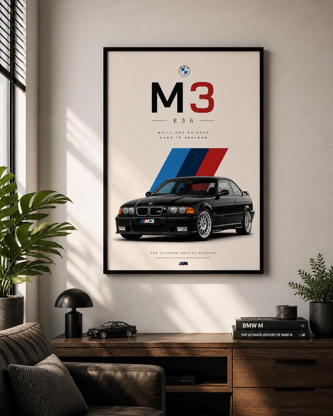 BMW M3 E36 Poster Print, Man Cave Decor, BMW Wall Art, Classic Car ...