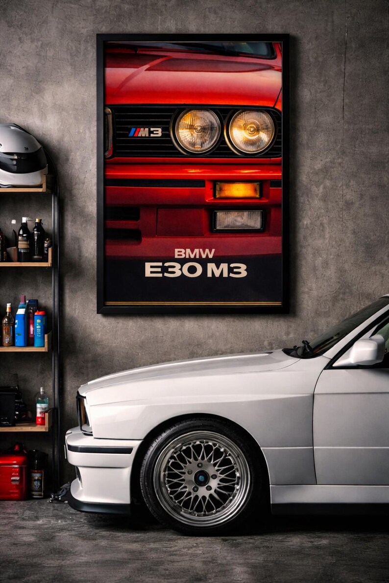 BMW E30 M3 Poster Printable, Classic Car Wall Art, Vintage Retro BMW ...
