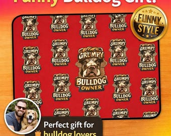 Grumpy Bulldog Desk Mat, Funny Bulldog Mouse Pad, Bulldog Lover Gift, Cute Dog Pattern Desk Mat, Pet Lover Desk Decor, Dog Dad Gift