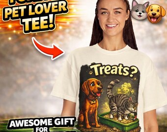 Treats Funny Dog Shirt, Dog Watching Cat Poop Shirt, Funny Pet Shirt, Dog Lover Gift, Dark Humor Dog Tee, Funny Animal Shirt