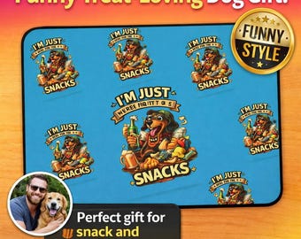 Funny Dog Desk Mat, Just Here for Snacks, Dog Lover Mouse Pad, Cute Dog Pattern Desk Mat, Snack Lover Gift, Pet Lover Desk Decor