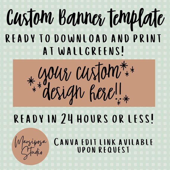 Custom 2x6 Banner Template: Walgreens Print, 24-Hour Delivery (Digital Download)
