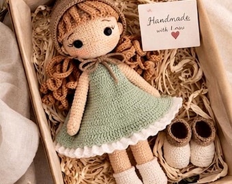 Modèle PDF de poupée Amigurumi au crochet, poupée fée de la forêt avec vêtements amovibles, tutoriel étape par étape pour poupée au crochet, poupée nain des bois