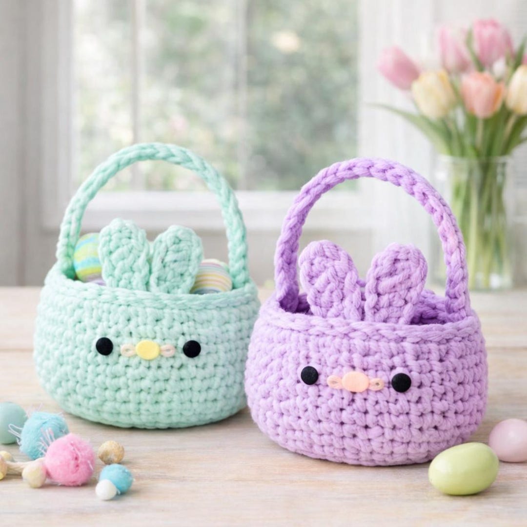 Crochet Bunny Easter Basket Pattern PDF | Beginner Easy Amigurumi ...