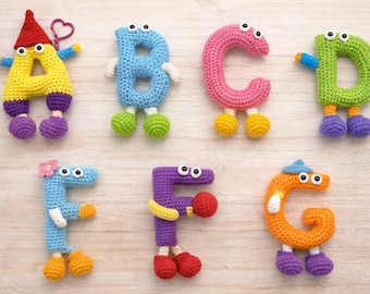 Modèle de lettres de l'alphabet au crochet PDF | Personnages monstres de A à Z | Amigurumi ABC | Nombre de points | Jouet pour enfants | Ebook à téléchargement immédiat
