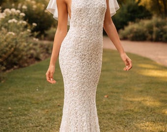Patron de robe de mariée au crochet PDF | Robe sirène en queue de poisson | Motif dentelle | Nombre de points complet | Toutes les tailles TP-TG | Téléchargement instantané