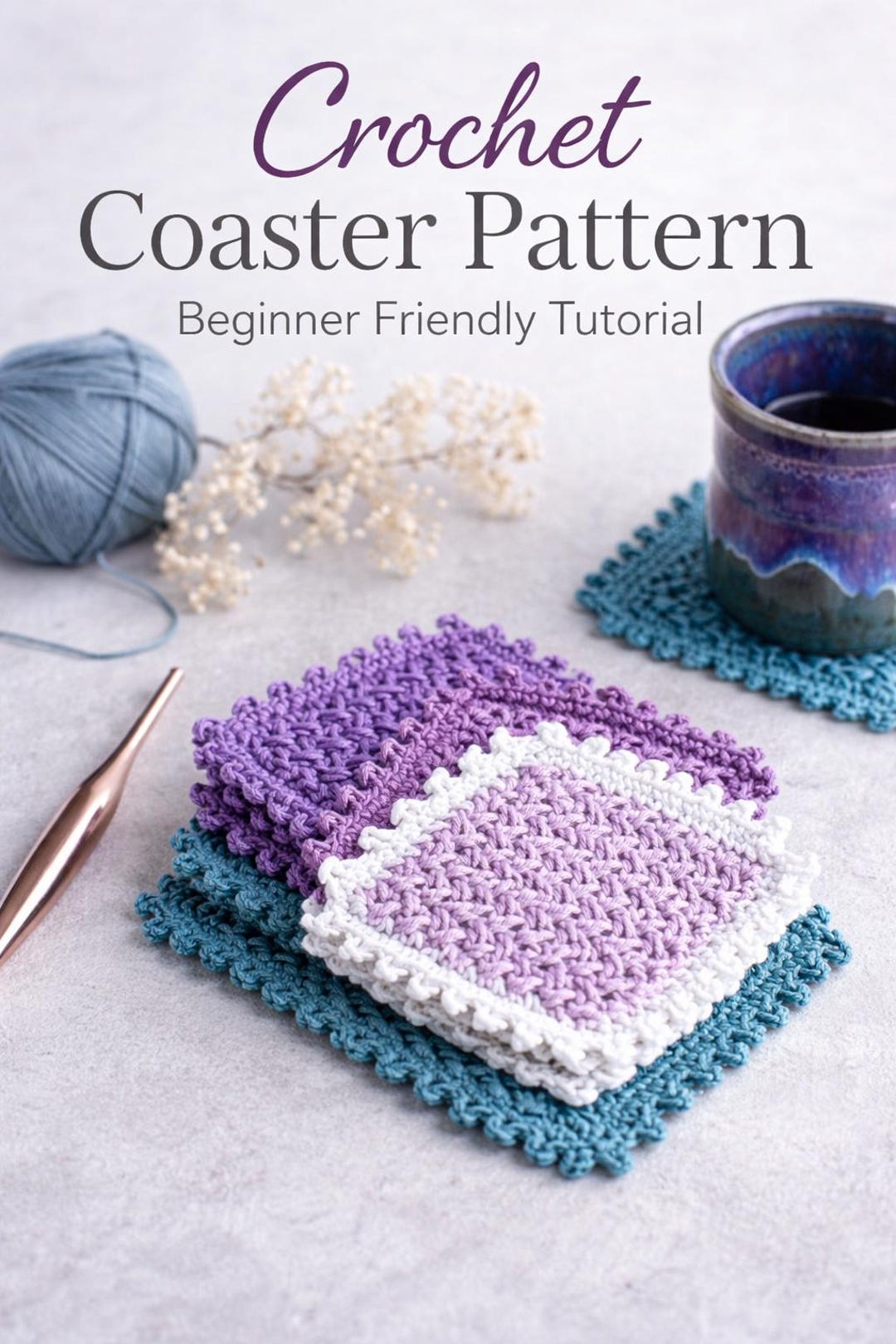Free Printable Coaster Patterns.pdf Crochet Coaster Pattern PDF, Beginner Crochet Pattern, Moss Stitch ...