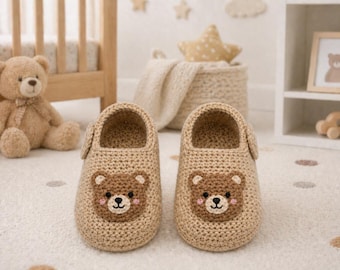 Chaussons bébé ours au crochet, motif PDF, modèle de chaussures pour nouveau-né, cadeau de baby shower, chaussons amigurumi ours, téléchargement immédiat