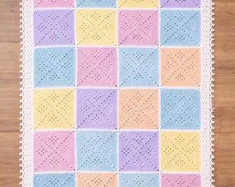Couverture pour bébé au crochet, motif PDF, couverture carrée grand-mère pastel, téléchargement immédiat, motif au crochet étape par étape, cadeau de baby shower, chambre d'enfant