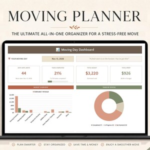 Moving Planner Spreadsheet Excel & Google Sheets | Moving Checklist, Box Inventory, Budget Tracker, Packing Labels, Timeline