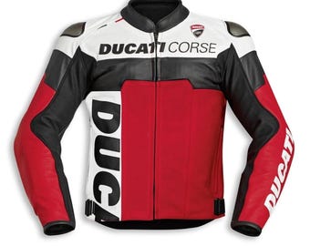 Ducati Corse C5 Motorbike Leather Motorcycle Racing Jacket for Men