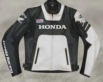 Honda Racing Cowhide Leather Motorcycle Jacket CE Armored Sport Biker Apparel