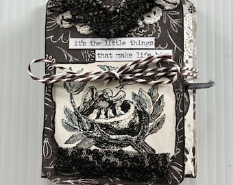 Bird Lover Small Folding Folio. Nature Themed Ephemera Tags Junk Journal. Handmade Audubon Notebook.