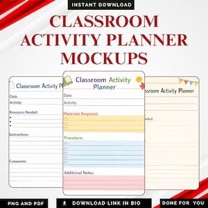 Classroom Activity Planner: Teacher Lesson Guide, Workflow Map (PNG PDF)