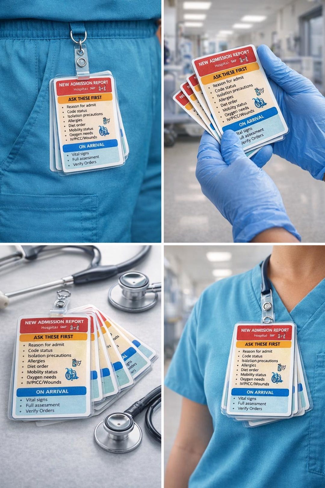 Nursing Badge Reference Cards | 6- Piece Set | Nurse Cheat Sheets ...