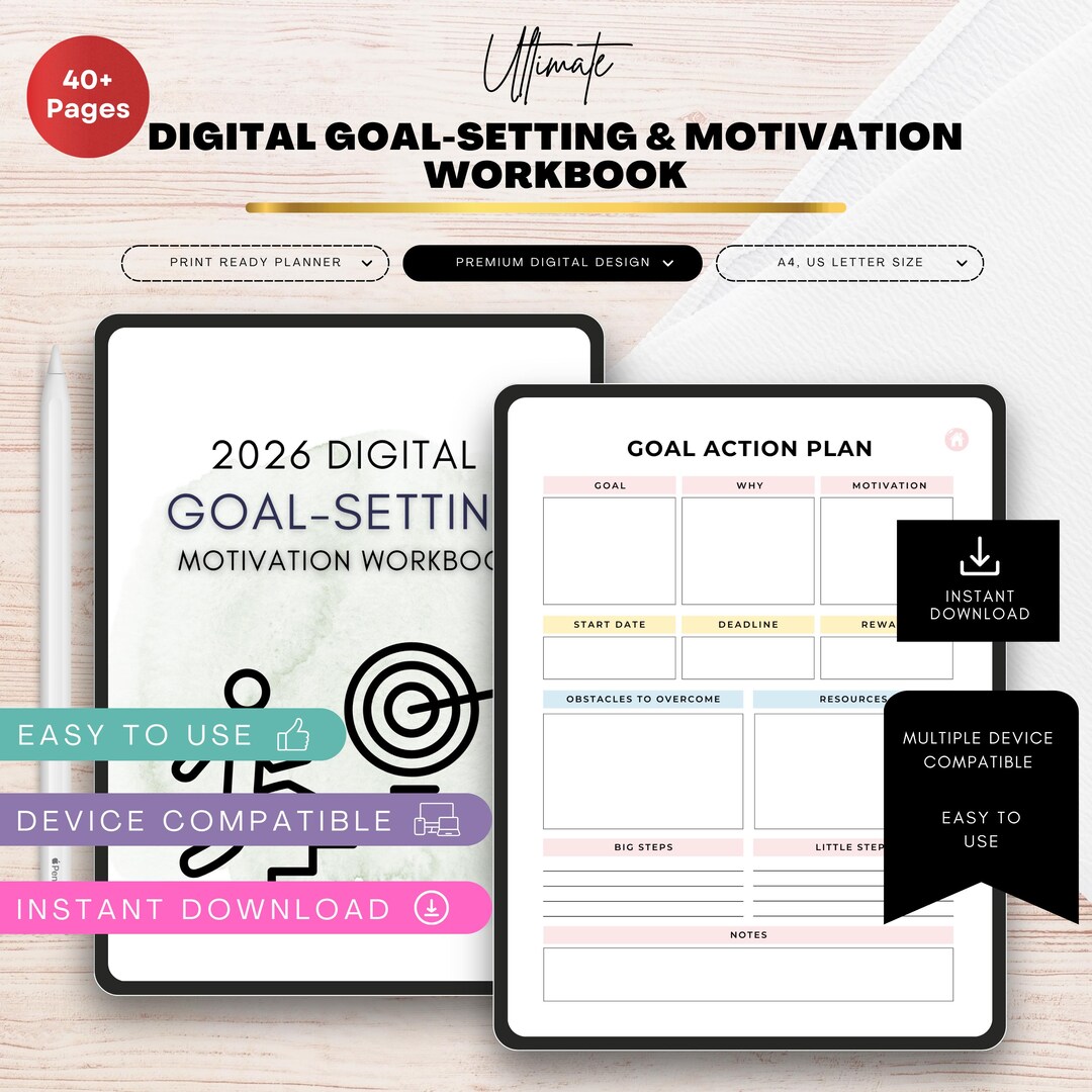 Motivation Planner Layout Goal Setting Workbook Printable, Motivation Planner, Productivity ...