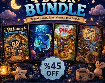 Childrens eBook Bundle 4 Kids Bedtime Stories Printable PDF, Toddler Picture Books Instant Download, Cute Animal Stories Digital Download