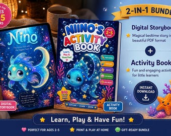 Printable Activity Book & Digital Storybook Bundle, Instant Download Ocean Busy Book for Toddlers Preschoolers Ages 2-5, Kids Coloring