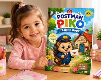 Postman Piko Tracing Book for Toddlers, Printable Preschool Line Tracing Pages, Fine Motor Skills Worksheet, Instant Digital Download PDF
