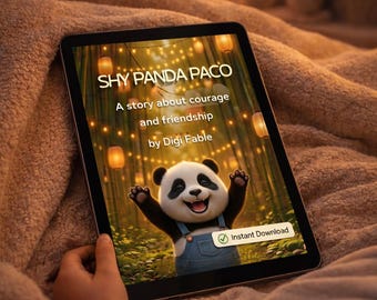 Shy Panda Paco Children's Storybook, Courage Friendship Tale (Digital Download)