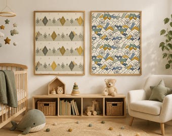 Neutral Nursery Wall Art Set of 2 Printable Mountain Decor