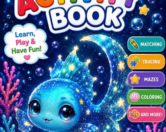 Printable Kindergarten Busy Book, 2-5 Years Old Activity Sheets, Matching and Mazes Game, Sea Life Kids Coloring Pages Digital Pack