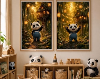 Panda Paco 2-Poster Digital Download Set | Kids Room, Playroom & Kindergarten Wall Art