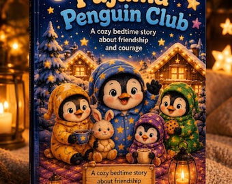 Pajama Penguin Club Childrens Book PDF, Cute Penguins Bedtime Story Printable eBook, Digital Download Kids Book Age 2-6, Toddler Storybook
