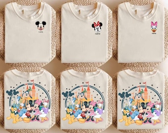 Custom Disney World 2 Sides Shirt, Custom Name Disney Shirt, Mickey And Friends Shirt, Personalized Disney Matching Tee