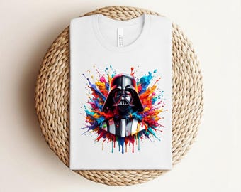 Darth Vader Shirt, Neon Sci Fi T Shirt, Star Wars Graphic Tee,Galaxy Wars Shirt, Sci Fi Fan Gift,Colorful Paint Splash