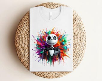 Disney Nightmare Shirt, Jack Skellington Tee, Colorful Paint Splatter Jack Shirt, Halloween Disney Gift, NBC Skellington