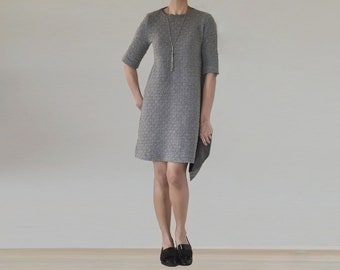 Dark Gray Shift Dress. Business Casual Dress. Business Woman Simple Dress.  Classic Dress. Office Dresses. Formal Dress.