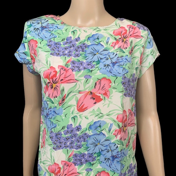 Silk Blouse | 1980's Vintage | Trent Nathan Gallery | Australian Designer | Floral Top | Size 10 | FREE Shipping