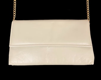 Convertible Bag | 1970's Vintage | Genuine Leather | Light Beige | Made By Roman | Boho Clutch | FREE Shipping