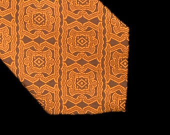 St Charles | Vintage 1970's | Orange Brown | Geometric Pattern | Polyester Tie | FREE Shipping