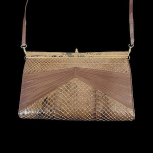 Bolso de piel de serpiente auténtica, estilo vintage de los años 80, estilo bohemio de lujo, marrón Lucalsax, envío GRATIS