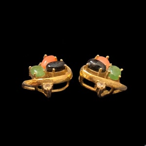 1980s Earrings and Ring Vintage Gemstone Cabochon Gold Tone Curated Set image 4