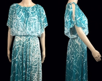 Boho Dress | 1970's Vintage | Mid length | Abstract Print | Solo Dress | Size 12 | FREE Shipping