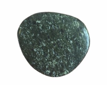 Granite Brooch | Vintage 1970's | Dark Green | Pebble Shape | Natural Stone | Polished Pin | FREE Shipping