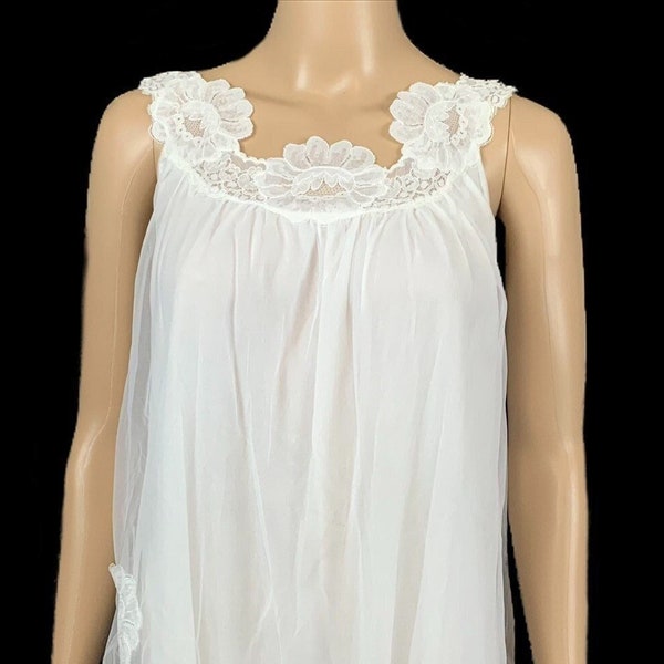 Babydoll Lingerie | 1960's Vintage | Seamprufe USA | White Lace | Bri Nylon | Small Slim | Night Gown | Size SSW | FREE Shipping