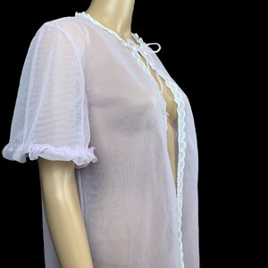 Pauline Lingerie 1960's Vintage Sheer Lavender Lace Nylon Long Bedjacket Size 16 FREE Shipping image 6