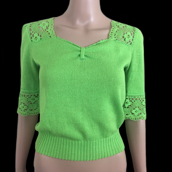 Boho Top | 1970's Vintage | Lime Green | Matchmat… - image 1