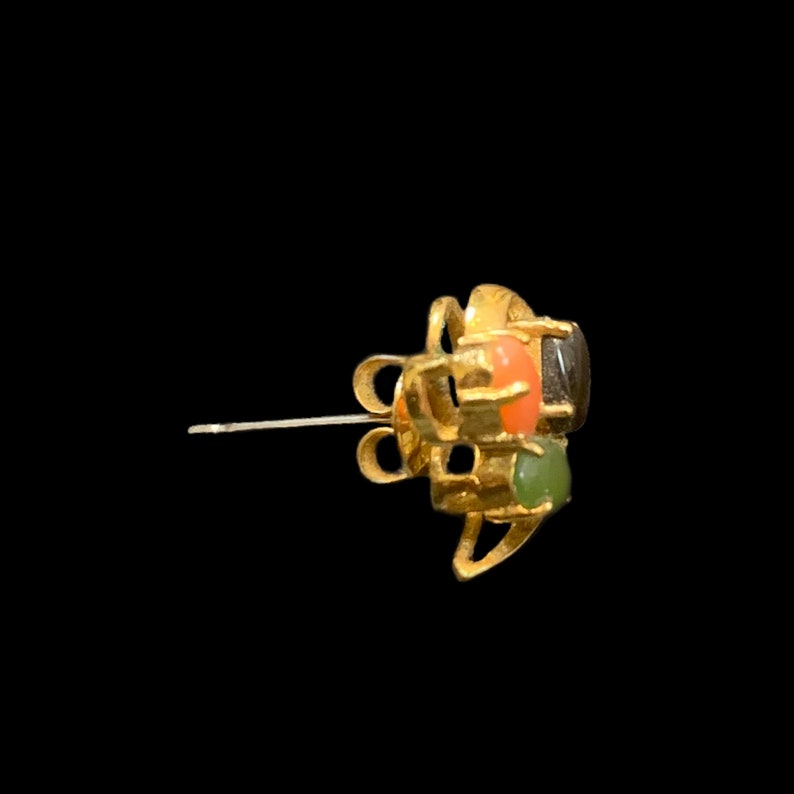 1980s Earrings and Ring Vintage Gemstone Cabochon Gold Tone Curated Set image 5