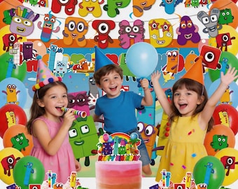 Decoraciones para fiestas de cumpleaños con temática de números / Pancarta, globos, adornos para pasteles y cupcakes / Artículos con temática matemática