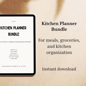 Kitchen Planner Printable Bundle | Meal Planner & Grocery List | Family Kitchen Organizer | Recipe Cards | Instant Download PDF